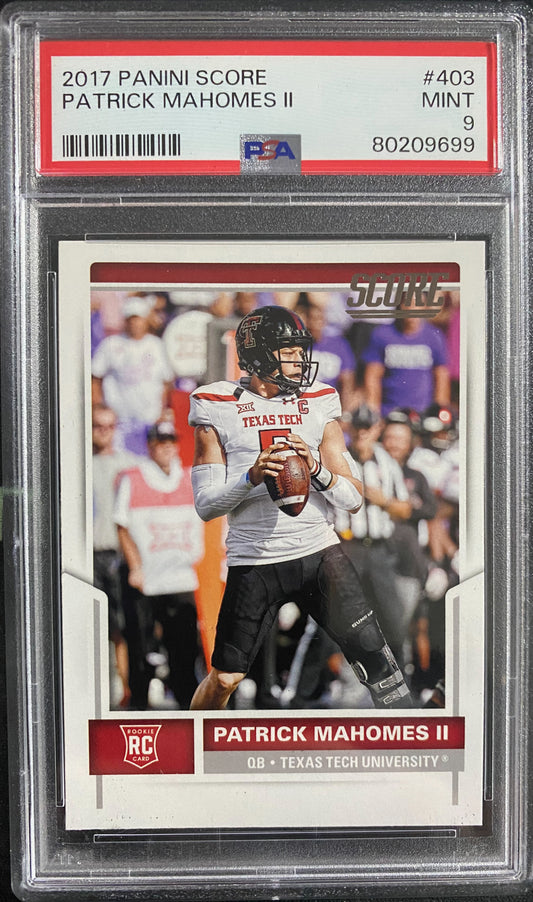 2017 Patrick Mahomes Score ROOKIE PSA 9