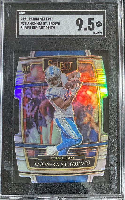 2021 Amon-Ra St. Brown Select Die Cut SILVER SGC 9.5